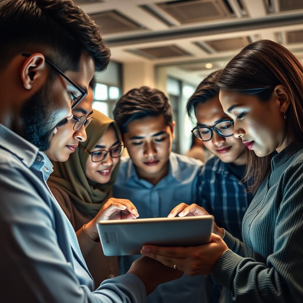 The RAPTEK team collaborating around a tablet